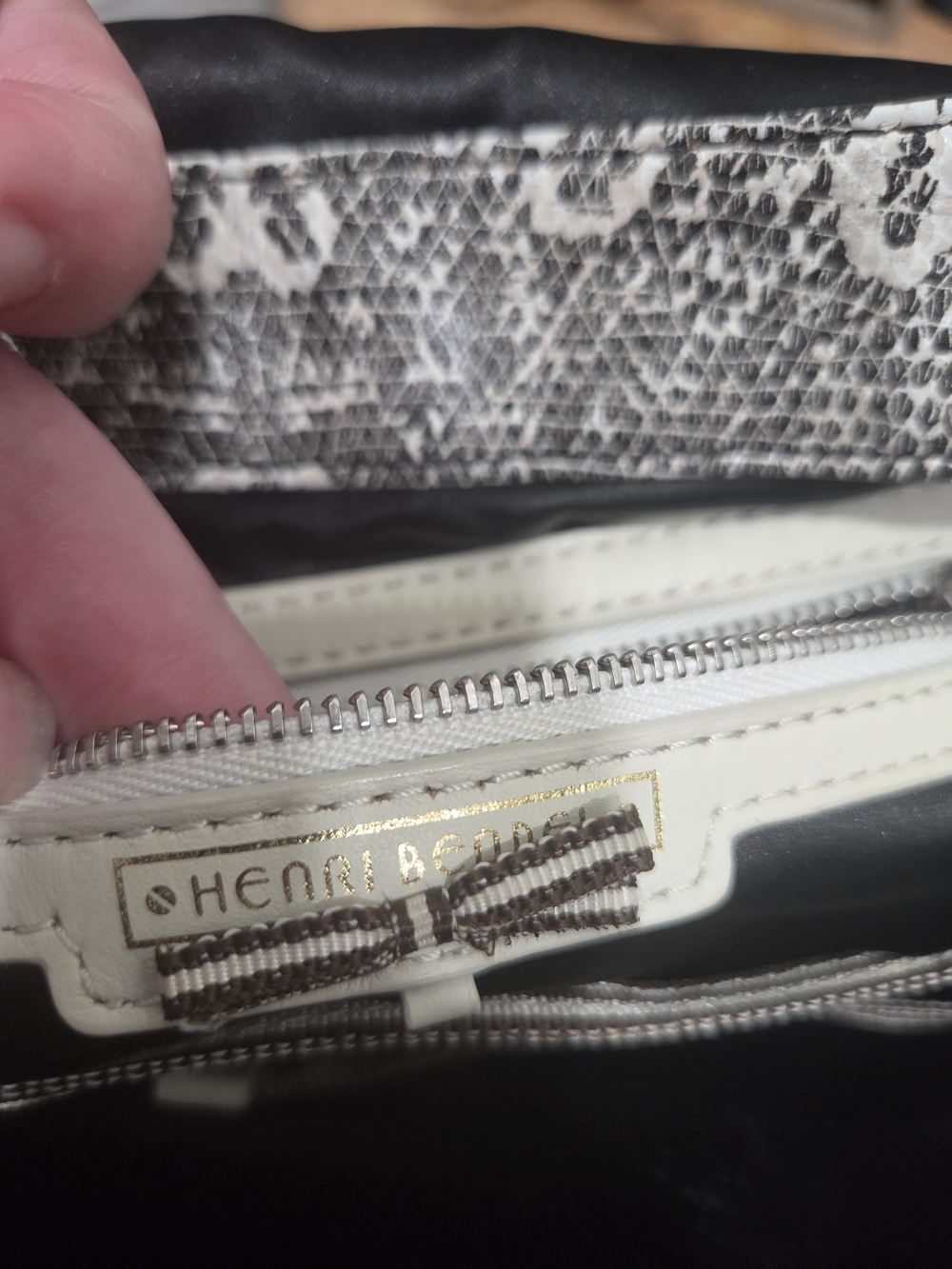 Henri Bendel Black & White Faux Snakeskin-Print Shoulder Bag - Picture 7 of 14